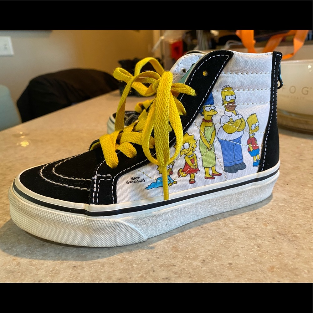Vans Sk8 Hi top size 12K Simpsons retro, zip up